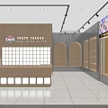 Modern Specialty Store Interior With Wooden Display Counters Product Shelves And Bright Lighting