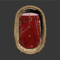 Decorative Wicker Storage Basket For Organizing Household Items With Red Lining