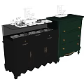 Black And Green Dresser With Drawers Cabinet Doors Countertop And Wheels