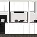 Modern Kitchen Interior With White Cabinets Cooktops And Stainless Steel Appliances