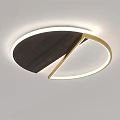 Modern Minimalist Ceiling Light With Dark Wood Panel And Gold Frame Design 3d model