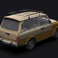 Three Vintage Station Wagons Green Yellow Beige With Roof Racks Classic Retro Design