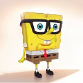 SpongeBob SquarePants Doll With Black Frame Glasses White Shirt Red Tie And Brown Shorts