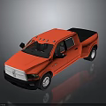Red Pickup Truck with Modern Design Black Roof Cargo Bed and White Wheels