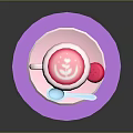 Pink Beverage With Latte Art In Cup On Pink Saucer Blue Spoon And Pink Dessert