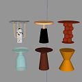 Modern Side Tables With Diverse Colors Shapes And Unique Base Designs 3d model