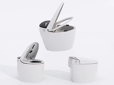 Modern White Ceramic Toilet Models With Open Lid And Contemporary Design Features 3d model