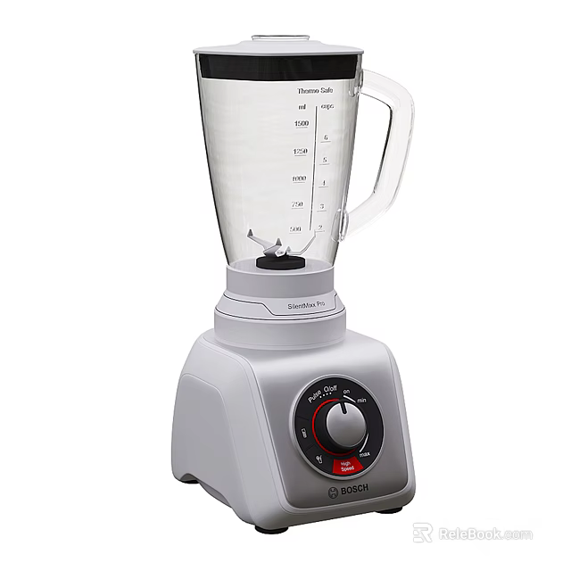 White Kitchen Blender With Transparent Cup Measuring Marks And Knob Control 3d model