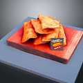 Crispy Fried Pastries on Red Wooden Tray with Delicious Crunchy Delight