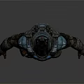 Humanoid Mechanical Character In Blue Black Armor With Helmet And Gear