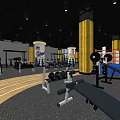 Modern Gym Interior With Fitness Equipment Boxing Ring And Treadmill Track