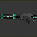 Futuristic Sci Fi Weapon With Black Body Green Glowing Accents And Mechanical Parts