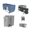 Industrial Equipment Including Large scale Units Cylindrical Tanks Control Cabinets Fan cooled Units And Radiator Systems