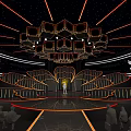 Modern Themed Stage With Illuminated Decor And Audience Area 3d model