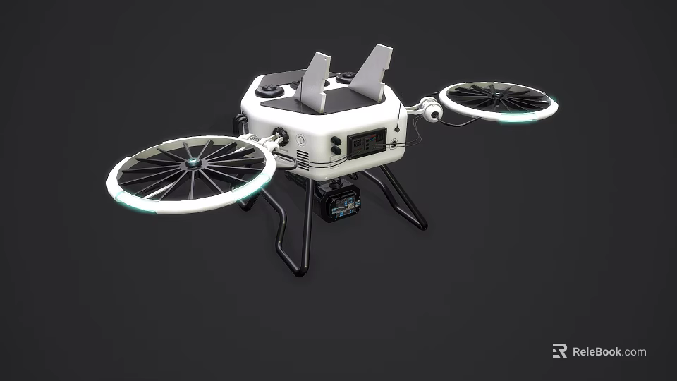 Smart Quadcopter Drone with Four Rotors LED Light Rings Stable Landing Gear and Camera 3d model 