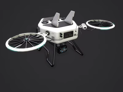 Smart Quadcopter Drone with Four Rotors LED Light Rings Stable Landing Gear and Camera 3d model