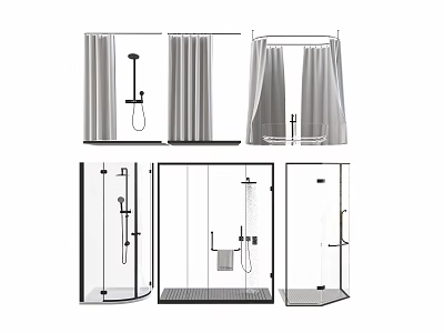 Modern Shower Curtain Shower Bathroom Shower 3d model