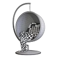 Modern Transparent Spherical Hanging Chairs with Metal Stand and Soft Pillows and Blanket