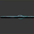 Teal Fantasy Axe With Intricate Carvings Decorative Handle Symmetric Blade And Ornamental Ring Base