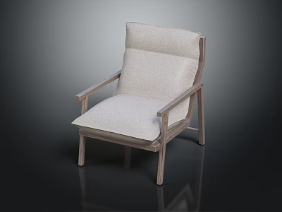 Modern Wooden Frame Armchair With Light Fabric Cushion And Backrest Design 3d model