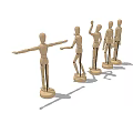 Wooden Human Shaped Decorative Figurine Set With Various Poses For Home Decor