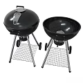 Black Outdoor Grills with Metal Stands Wire Racks and Wheels