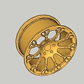 Golden Car Wheel With Intricate Spoke Design And Shiny Metallic Finish For Luxury Vehicles