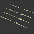 Various Stylish Swords With Decorative Designs And Colorful Handles On