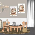 Nordic children's table and chair space 3d model