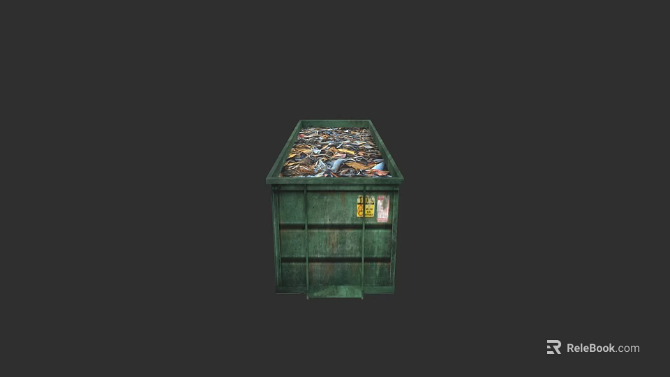 Green Building Waste Container Filled with Various Mixed Waste Materials 3d model 