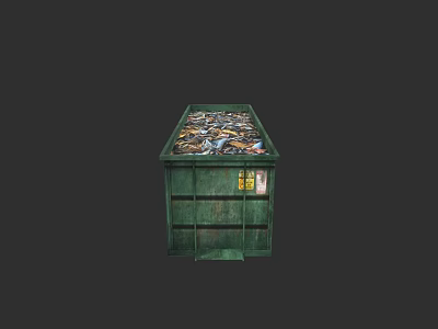 Green Building Waste Container Filled with Various Mixed Waste Materials 3d model