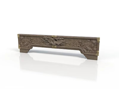 Traditional Wooden Decorative Storage Box With Carved Patterns Brass Accents And Supporting Legs 3d model