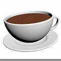 Hot Brown Coffee In White Cup With Matching Saucer On White Background