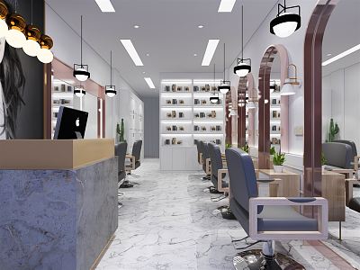 Light Luxury Barber Shop Hairdresser Chandelier Cashier 3d model