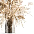 Dried Flowers Arrangement In Glass Vase With Natural Beige Brown Tones For Home Decor