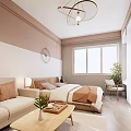 Cozy Apartment Interior Featuring Sofa Bed Wooden Coffee Table Pendant Light And Green Plant