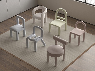 Modern Cream Children's Chair 3d model