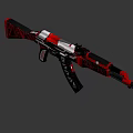 Modern Red And Black Patterned Rifle With Decorative Design Features 3d model