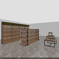 Modern Display Shelves with Wooden Layers and Metal Frames for Retail Store