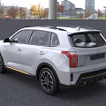 White KIA SUV With Modern Front Grille And Stylish Exterior Design