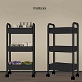 Black Rolling Multi Tier Storage Shelving Unit with Wheels for Home Organization 3d model