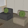 Modern single sofa stool 3d model