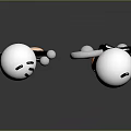 Two Playful 3D Cartoon Characters Dancing With White Heads Gray Bodies And Orange Feet