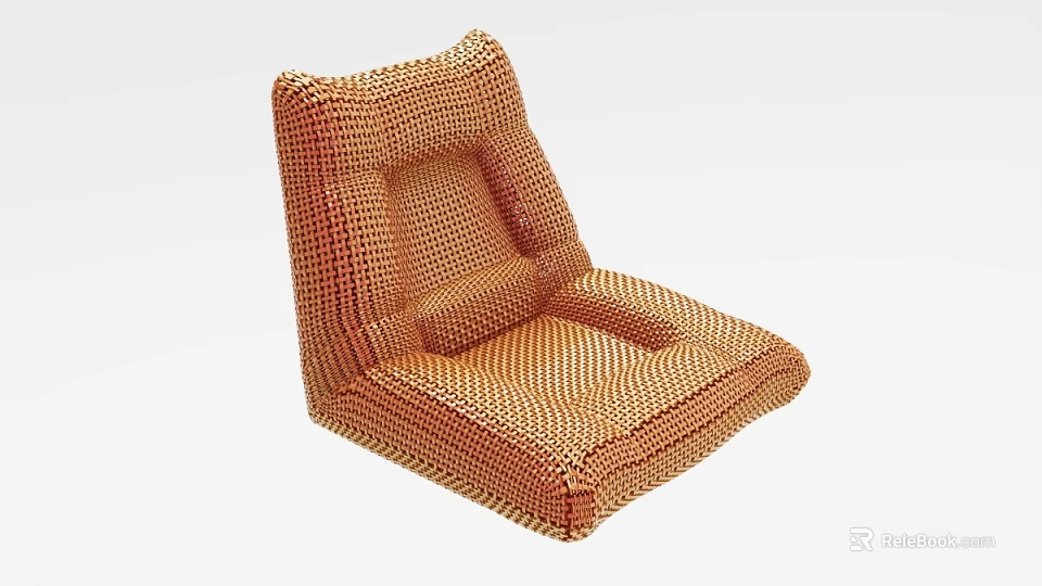 Orange Woven Accent Chair With Textured Design And Modern Comfortable Seat 3d model 