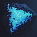 Cracked Building Component Surface With Glowing Blue Interior Illuminated Structure 3d model