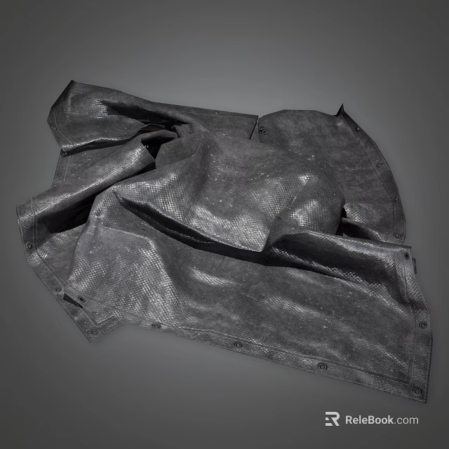 High Quality Dark Textured Fabric With Wrinkled Surface And Riveted Edges 3d model 