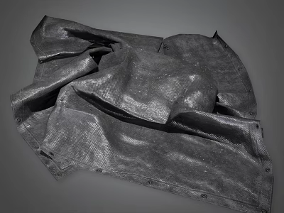 High Quality Dark Textured Fabric With Wrinkled Surface And Riveted Edges 3d model