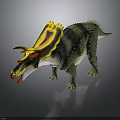 Vibrant Frill Dinosaur Character With Striped Green Body And Detailed Realistic Design