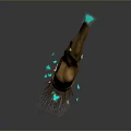 Magical Wooden Broomstick With Glowing Blue Tips And Enchanted Bristle Design