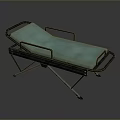 Portable Foldable Medical Stretcher With Green Mattress And Metal Frame Design